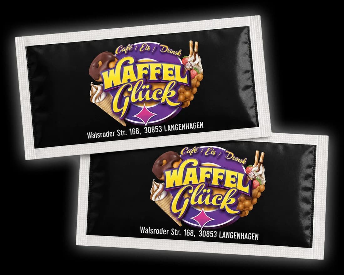Waffel Glück için üretilen kişiye özel ıslak mendil